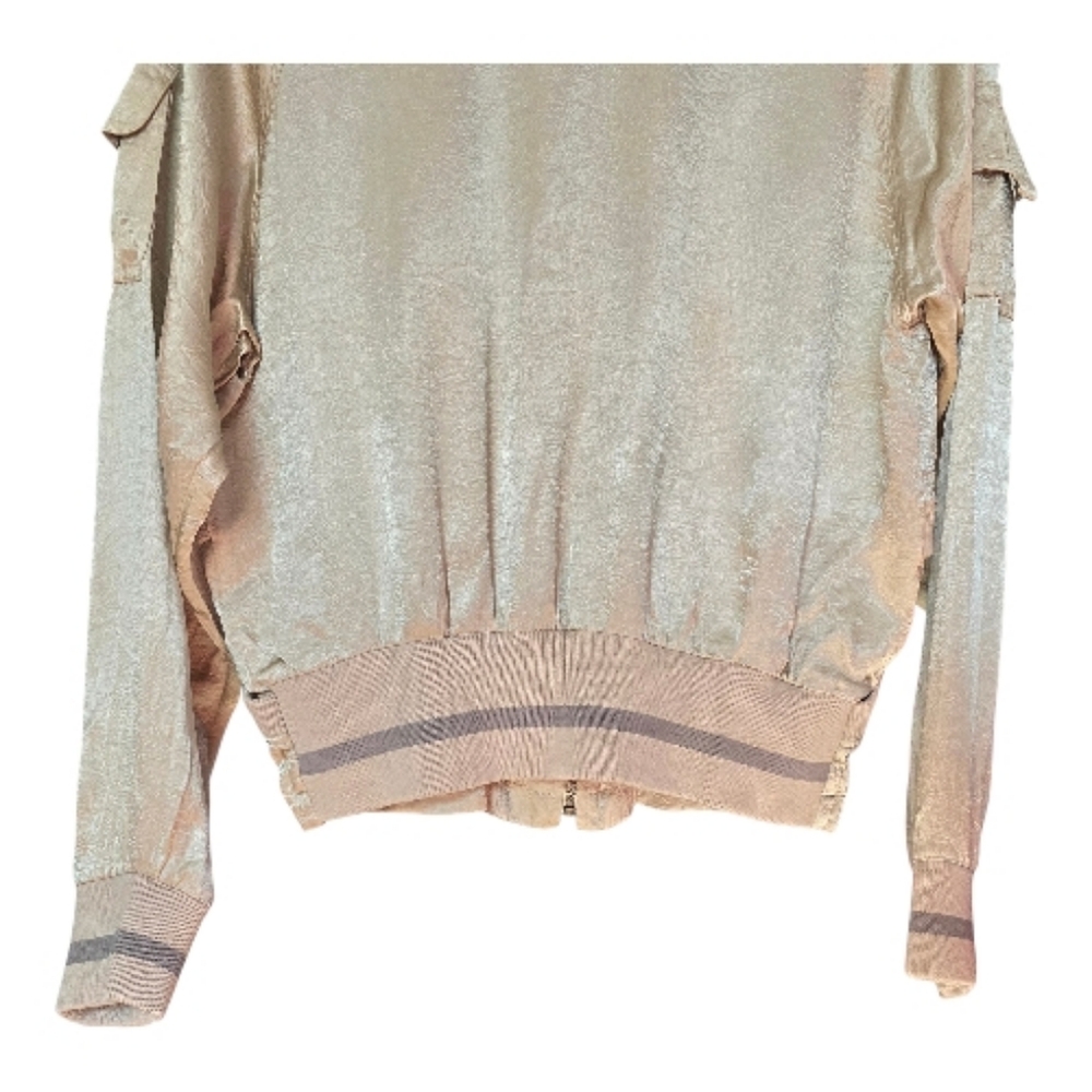 Women's Gold/Cream Bomber Jacket - Picture 4 of 5